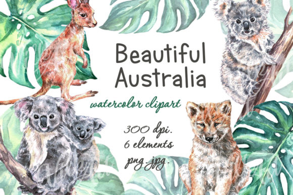 Download Beautiful Australia Watercolor Clipart - Australia Collection